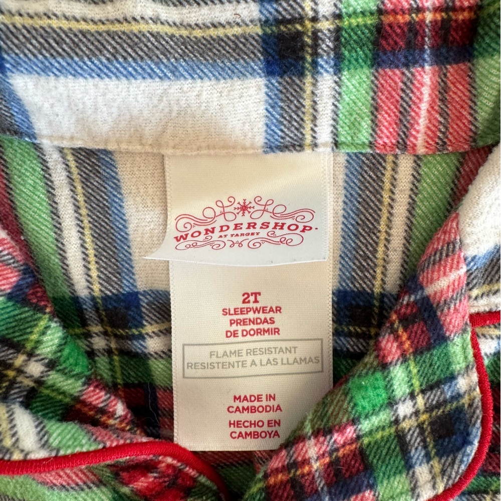 Wondershop 2T Plaid Pajama Set